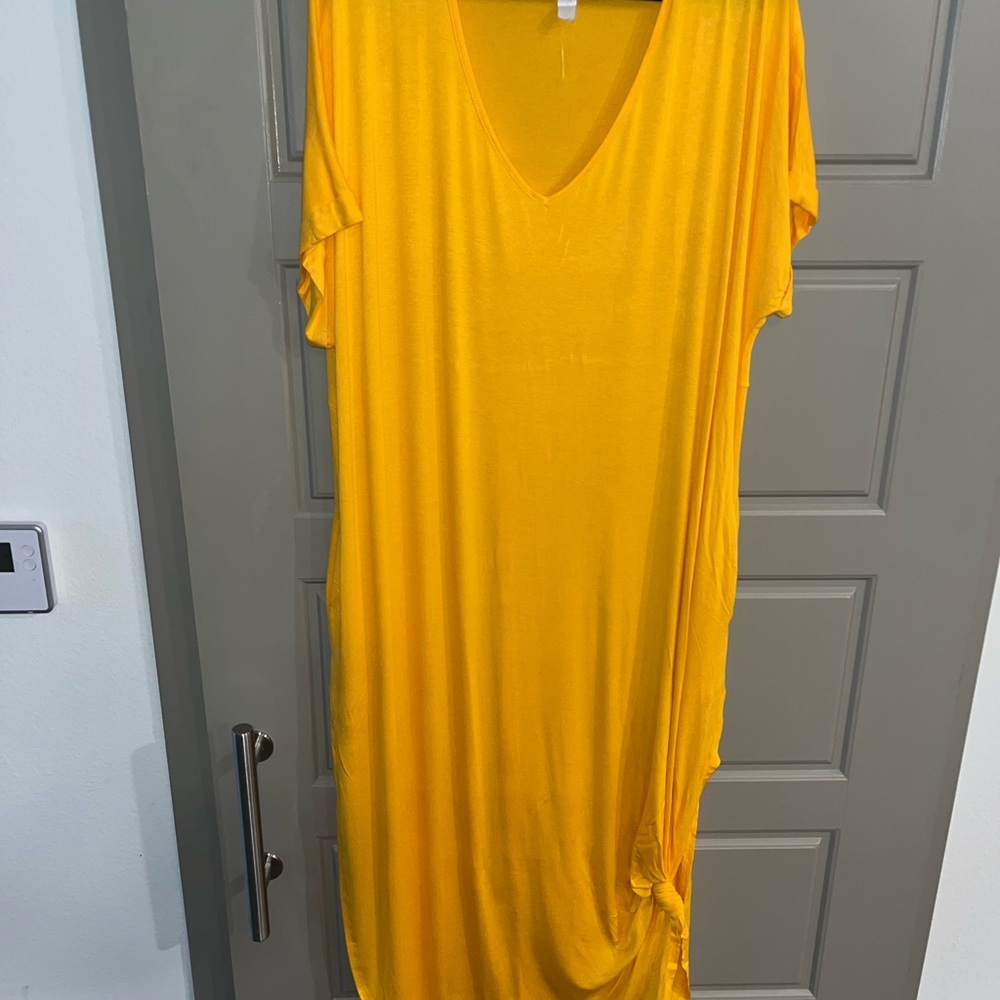 Yellow V-Neck Maxi Dress